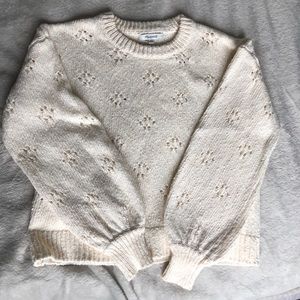 Madewell XXS floral pointelle cream sweater
